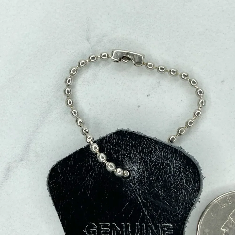 Black Genuine Leather Ball Chain Keychain Keyring